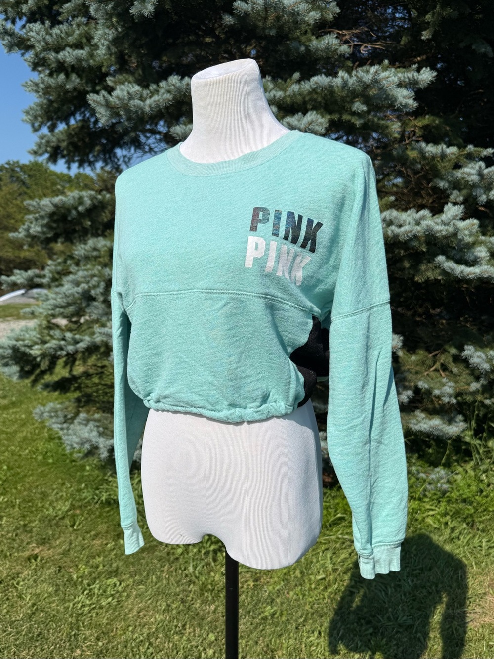 PINK Victoria's Secret Cropped Crewneck Sweatshirt in Mint